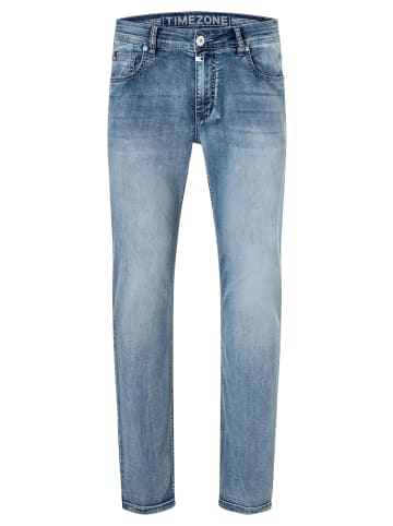 Timezone Trendige Jeans im Used-Look mit geradem Bein & Five Pocket in Blau