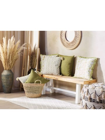 Beliani Dekokissen SYRINGA in Grün/Weiß - (W) 45 x (H) 10 x (L) 45 cm