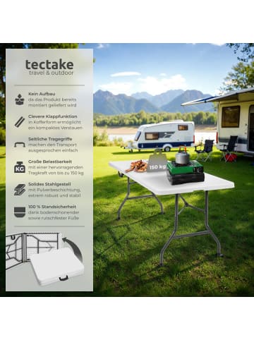 tectake Campingtisch  183 x 76 x 74 cm, weiß