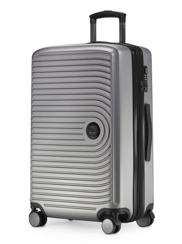 Hauptstadtkoffer Mitte - Mittelgroßer Koffer Trolley Reisekoffer TSA, 68cm, 4 Rollen, 88 L in Silber matt