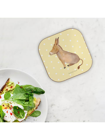 Mr. & Mrs. Panda Untersetzer für Gläser Esel ohne Spruch in Gelb Pastell