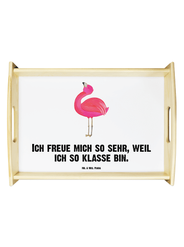 Mr. & Mrs. Panda Tablett Flamingo Stolz mit Spruch in Weiß