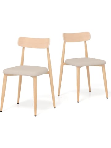COSTWAY Esszimmerstühle 2er Set in Beige