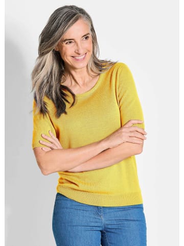 GOLDNER Kurzgröße:  Klassisches Merinowollshirt, Rundhals in gelb