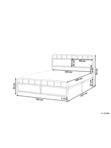 Beliani Doppelbett BREUILLET in Schwarz/Beige - (W) 185 x (H) 95 x (L) 207 cm