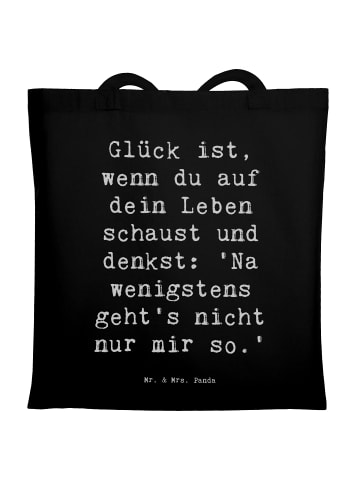 Mr. & Mrs. Panda Tasche Spruch Glück GemeinMensch mit Spruch in Schwarz