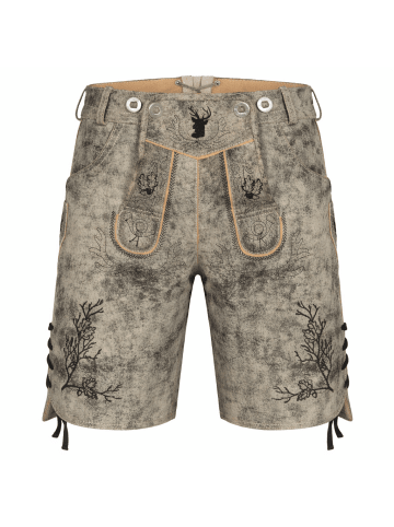 PAULGOS Lederhose Kurz Echtleder HK3 ANTIK in Mitternachtsgrau