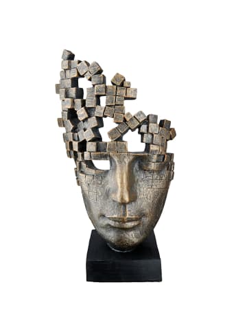 GILDE Skulptur Male Mask bronzefarben - (H) 30 cm