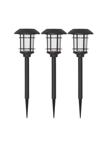 STAR Trading Solar LED Pollerleuchten Fride 3er Set 34 cm Schwarz – Außenbeleuchtung