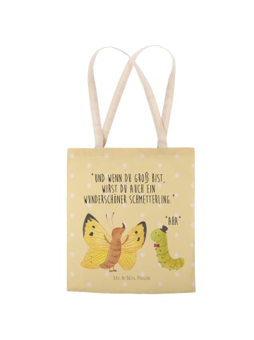 Mr. & Mrs. Panda Tasche Raupe Schmetterling mit Spruch in Gelb Pastell