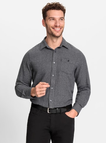 WITT WEIDEN Flanellhemd in steingrau-schwarz-gemustert