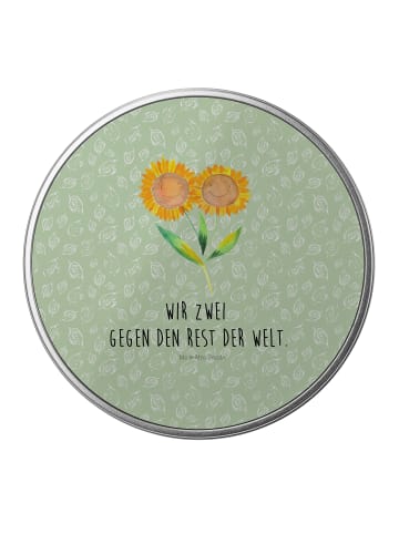 Mr. & Mrs. Panda Metalldose Blume Sonnenblume mit Spruch in Blattgrün
