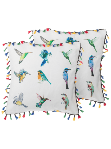 Beliani 2er-Set Dekokissen MALLOW in Bunt/Blau/Grün