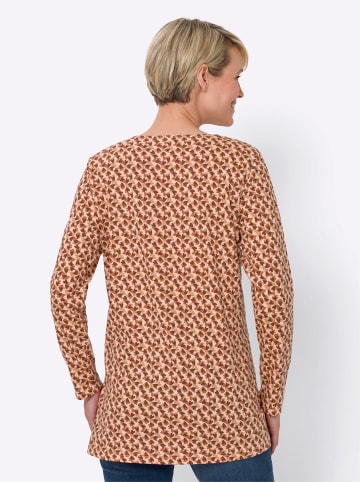 Sieh an! Longshirt in apricot-rostrot-bedruckt
