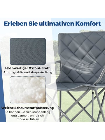 COSTWAY Campingstuhl Faltbar XXL 227KG Belastbar in Grau