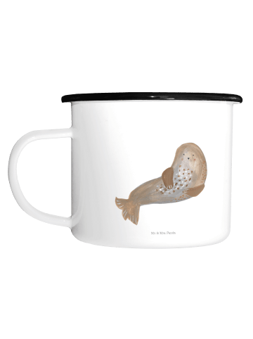 Mr. & Mrs. Panda Camping Tasse Robbe Lachen ohne Spruch in Weiß