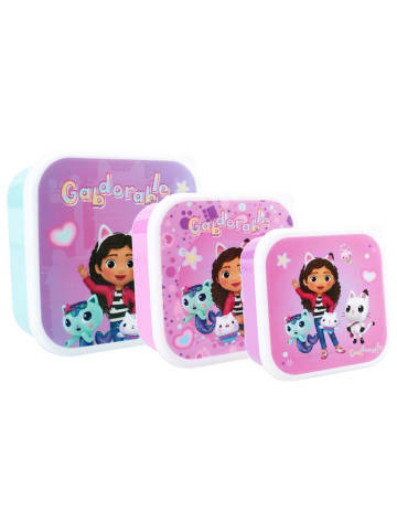 Gabby's Dollhouse Lunchbox 3in1 Brotdose für Kinder ideal für Schule und Ausflüge in Rosa
