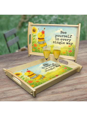 Mr. & Mrs. Panda Tablett Biene Blume Design mit Spruch in Weiß