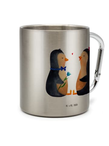 Mr. & Mrs. Panda Isolierbecher Pinguin Pärchen ohne Spruch in Silber