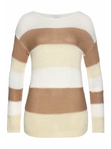 LASCANA Streifenpullover in sand-beige-creme