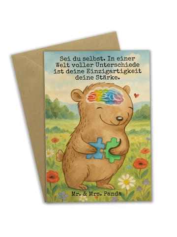 Mr. & Mrs. Panda Beileidskarte Bär Autismus Design mit Spruch in Weiß