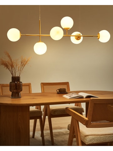 Beliani Pendelleuchten KASARI in Gold/Weiß - (W) 142 x (H) 124 x (L) 15 cm