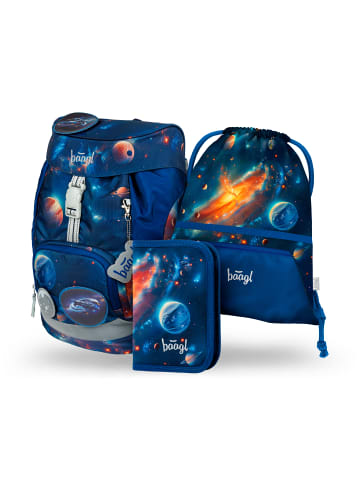 BAAGL 3-tlg. Set: Schulrucksack Airy in Blau Weltraum