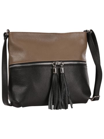Toscanto Leder Umhängetasche Toscanto Tasche taupe, schwarz ca. 30cm