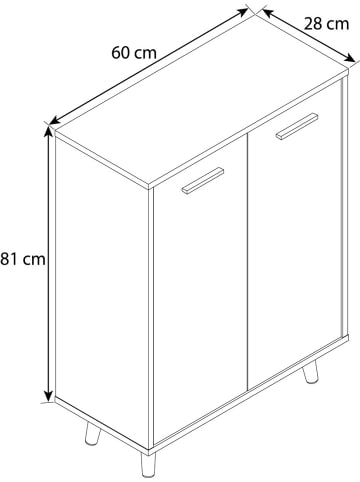 ebuy24 Kommode Landos 2 Weiß 60 x 28 cm