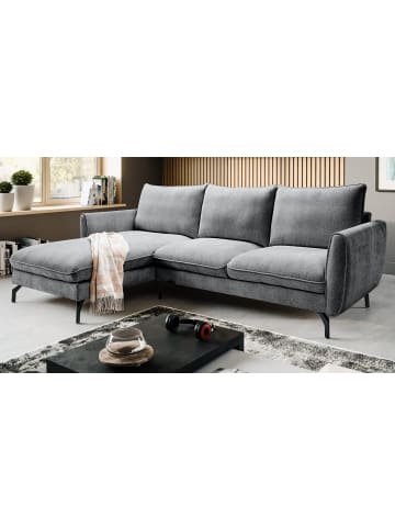 Inn.Furn Sofa grau Webstoff 259 x 167 cm, Ecksofa 5-Sitzer, L-Sofa Ottomane links