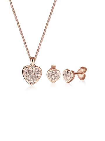 Elli Schmuckset 925 Sterling Silber Herz in Rosegold