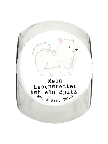 Mr. & Mrs. Panda Leckerli Glas Spitz Lebensretter mit Spruch in Weiß