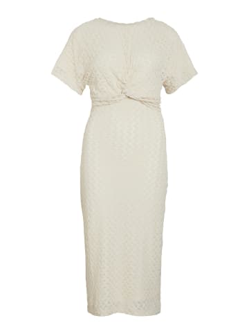 Vila Struktur Sommerkleid mit Knotendetail und Muster in Creme