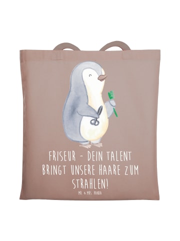 Mr. & Mrs. Panda Schultasche Friseur Talent mit Spruch in Braun Pastell