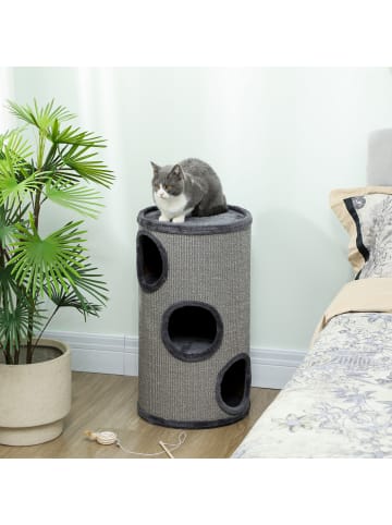 Pawhut Kratztonne Hellgrau 38L x 38B x 70H cm