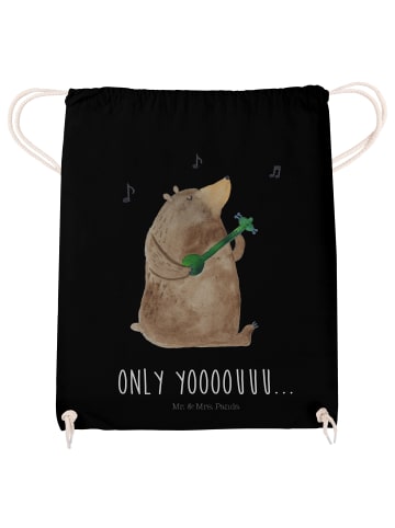 Mr. & Mrs. Panda Jutebeutel Bär Gitarre mit Spruch in Schwarz