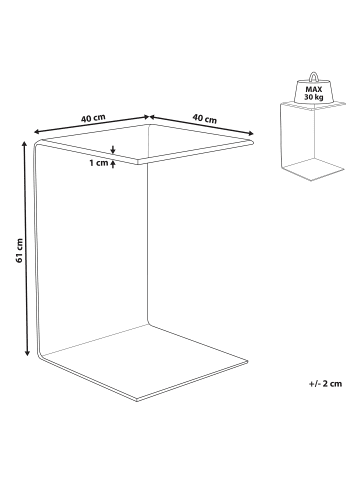 Beliani Beistelltisch LOURDES in Transparent - (W) 40 x (H) 61 x (L) 40 cm