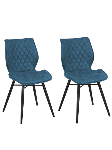 Beliani 2er-Set Esszimmerstuhl LISLE in Blau/Schwarz