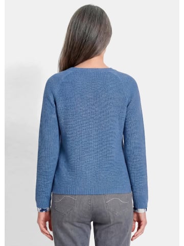 GOLDNER Cardigan aus Baumwolle, Rundhals in rauchblau