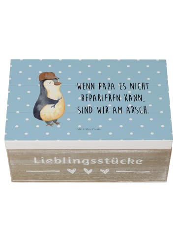 Mr. & Mrs. Panda Holztruhe Wenn Papa es nicht reparieren kann, s... in Blau Pastell