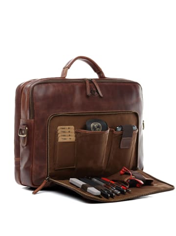 SID & VAIN Leder-Laptoptasche 15" echt Leder Aktentasche 15 Zoll Laptop-Hülle braun in braun