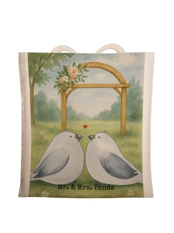 Mr. & Mrs. Panda Tragetasche Tauben Liebe Design ohne Spruch in Weiß