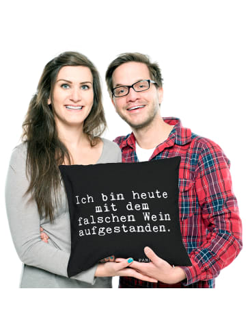 Mr. & Mrs. Panda 40x40 Kissen Ich bin heute mit... mit Spruch in Schwarz