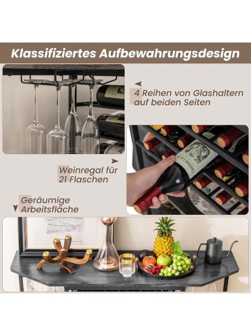 COSTWAY Weinregal mit Steckdosen in Grau