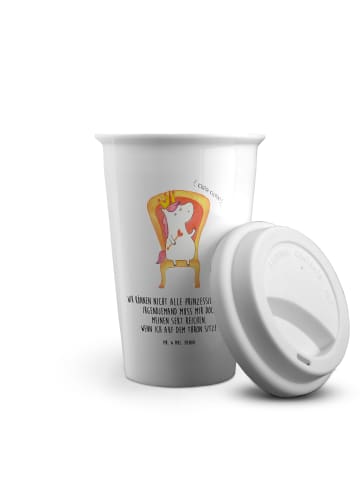 Mr. & Mrs. Panda To Go Becher Einhorn König mit Spruch in Weiß