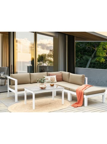 Beliani 3-tlg Sitzgruppe MESSINA in Weiß/Grau/Beige