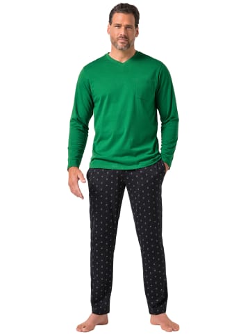 JP1880 Langer Schlafanzug in smaragdgrün