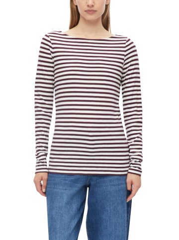 s.Oliver Langarmshirt in aubergine weiß