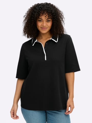 sheego Shirt in schwarz-ecru