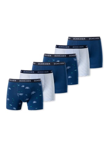Schiesser Retro Short / Pant Teens Boys 95/5 Organic Cotton in Blau / Weiß / Dunkelblau